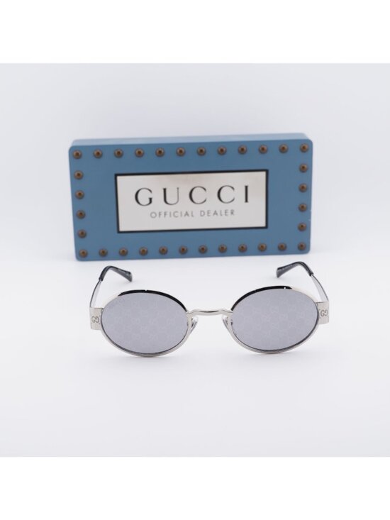 Gucci GG1854S 002 Oval Sunglasses – Silver / Grey main image 11